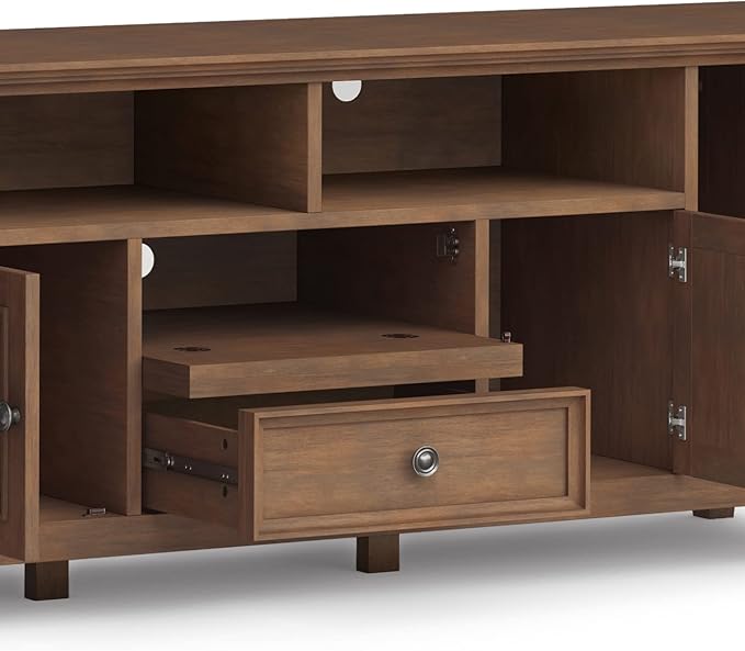 SIMPLIHOME Amherst 72-inch Wide Solid Wood TV Stand in Rustic Natural Aged Brown - Image 8