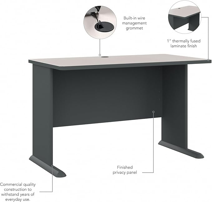 Bush Business Furniture Series A 48W Computer Desk in White Spectrum and Slate - Image 8