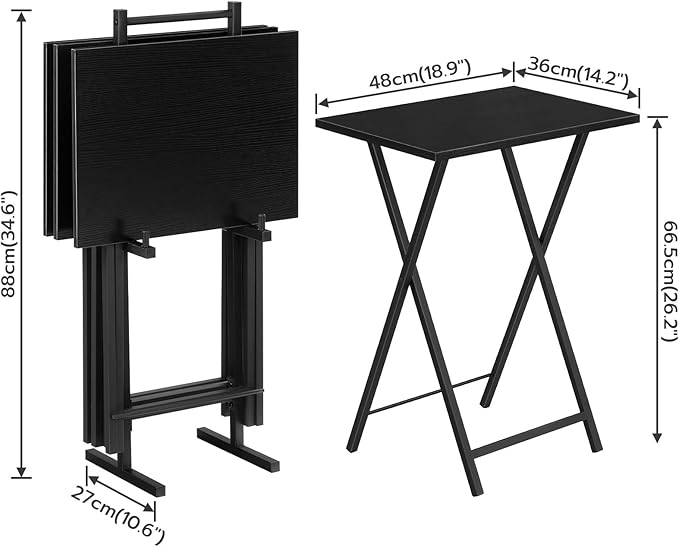 HOOBRO Folding TV Tray Tables, Industrial Side Table - Image 3