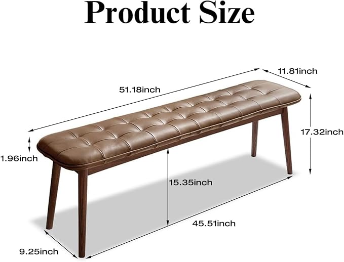 Upholstered Bench, 51.18 in Natural Oak Wood - Image 3