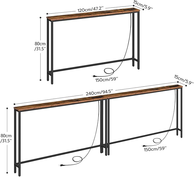 HOOBRO 2 Pack 5.9" Narrow Console Sofa Table - Image 3