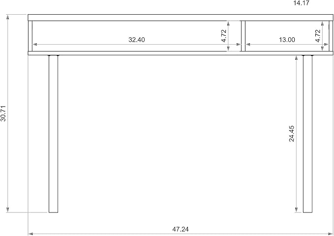 Manhattan Comfort Windsor Modern 2 Shelves Entryway Accent Console Table - Image 4