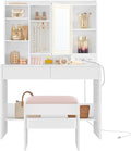 VASAGLE Vanity Desk with Power Outlets, Makeup Vanity with Mirror and Lights by VASAGLEbySONGMICSHOME