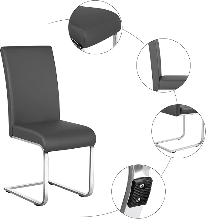 Yaheetech Dining Chairs Set of 2 Modern Faux Leather Upholstered Dining Room - Image 5