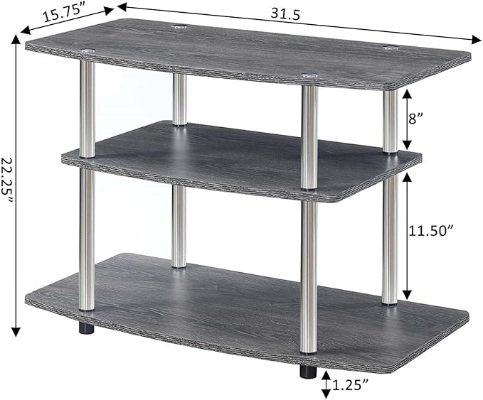 Convenience Concepts Designs2Go 3-Tier TV Stand, Weathered Gray - Image 5