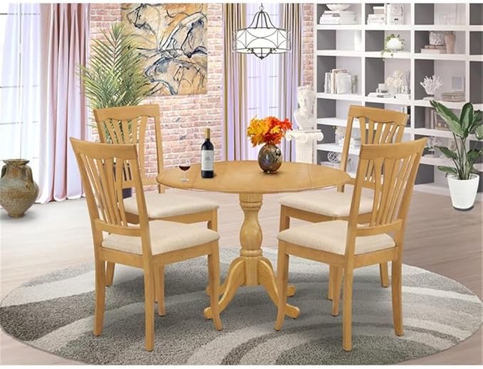 East West Furniture DMAV5-OAK-C 5 Piece Kitchen Table Set - Image 2