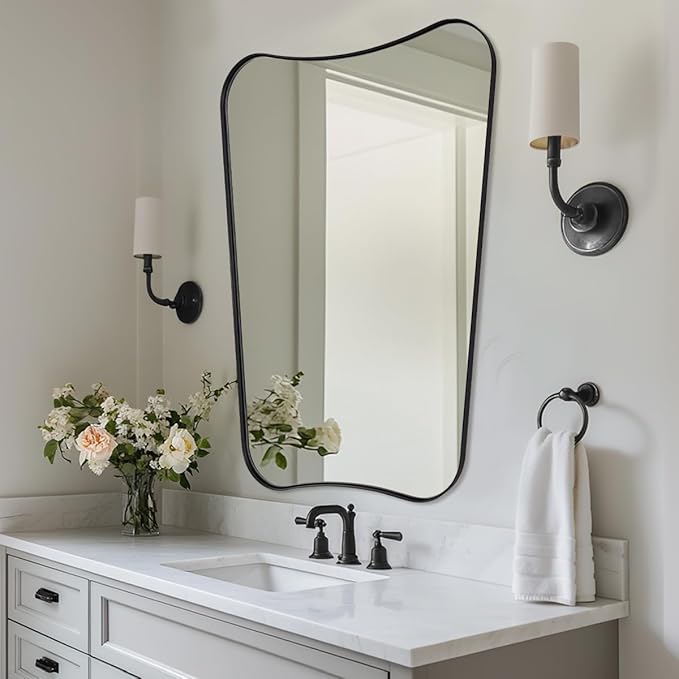 ANDY STAR Bathroom Mirror, 26x38 Inch Matte Black Vanity Mirror, Wall Mount by ANDYSTAR