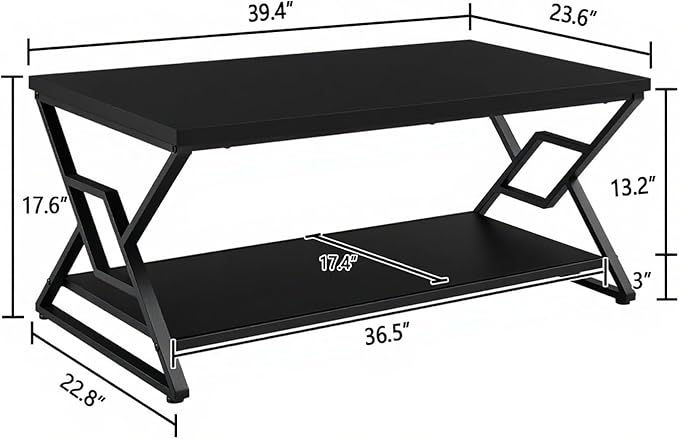 HOMISSUE Coffee Table, Rustic Rectangle Coffee Table - Image 2