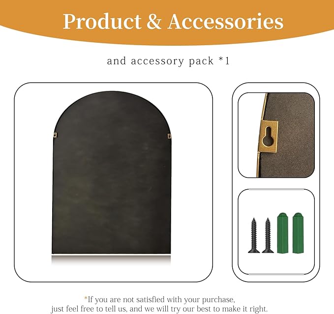 Traditional Arch Mirror for Bathroom, Decorative Accent Vertical Vanity - Image 4