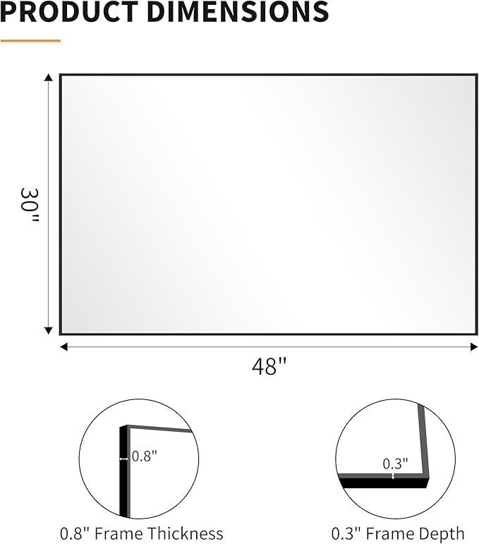 KOCUUY Black Rectangle Mirror, Large Black Wall Mounted Mirror, Metal Framed - Image 9