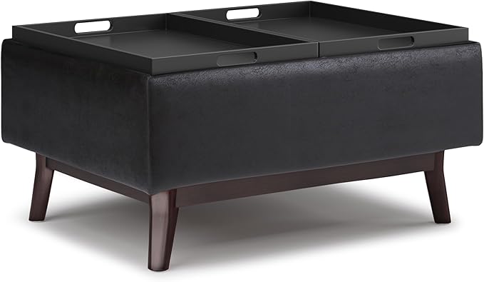 SIMPLIHOME Owen 34 inch Wide Mid Century Modern Rectangle Tray Top Small Coffee - Image 4