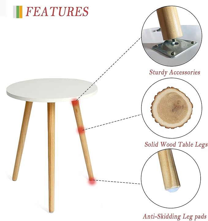 AWASEN Round Side/ End Table, Accent Nightstand Modern - Image 5