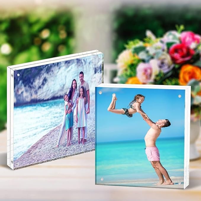 HELPLEX Acrylic Frame, 5 Pack 4x4 Inch Picture Frames, 20mm Thicker Frameless - Image 4