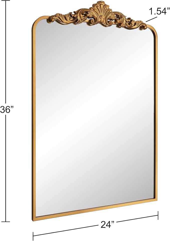 Ruomeng Traditional Wall Mirror, Vintage Bathroom Mirror Baroque Inspired Wall - Image 5