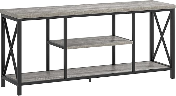 FOLUBAN Modern TV Stand for TV up to 65 Inch, Rustic Wood Entertainment Center - Image 9