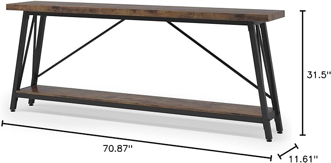 Tribesigns 70.9 Inches Extra Long Sofa Table Behind Couch, Industrial Entry - Image 2