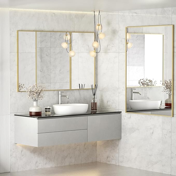 Koonmi Gold Mirrors for Wall, 30x40 Inch Bathroom Mirror, Rectangular Wall - Image 6
