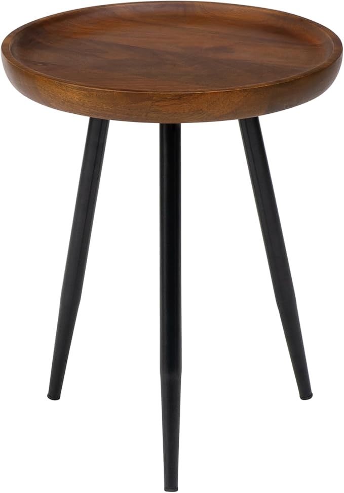 MH London Lydia Round Small End Table & Side Table Solid Wood, Walnut top by MHLondon