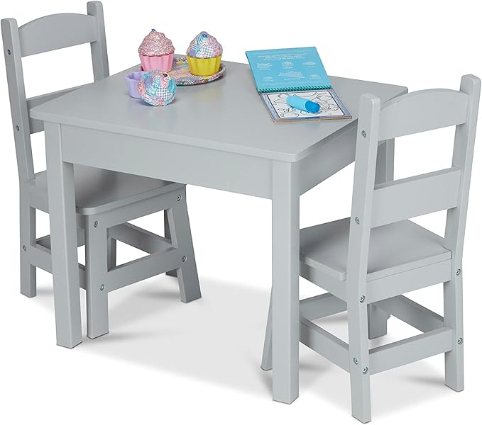 Melissa & Doug Wooden Table & Chairs-Gray Kids Furniture - Image 8