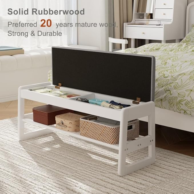 Shoe Rack Bench with Cushion, 2 Tiers Shoe Bench with Flip-Top Storage - Image 10