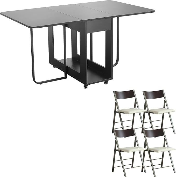 Folding table and chair set, dining table by Unknown
