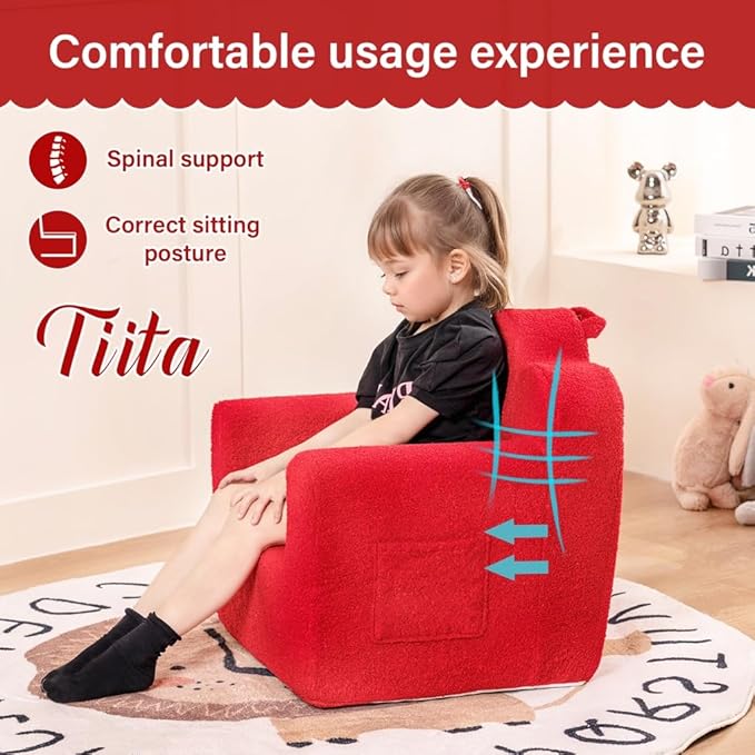 Tiita Kids Couch Plush Toddler Chair, Cloud-Like Glow in The Dark Kids Sofa - Image 5