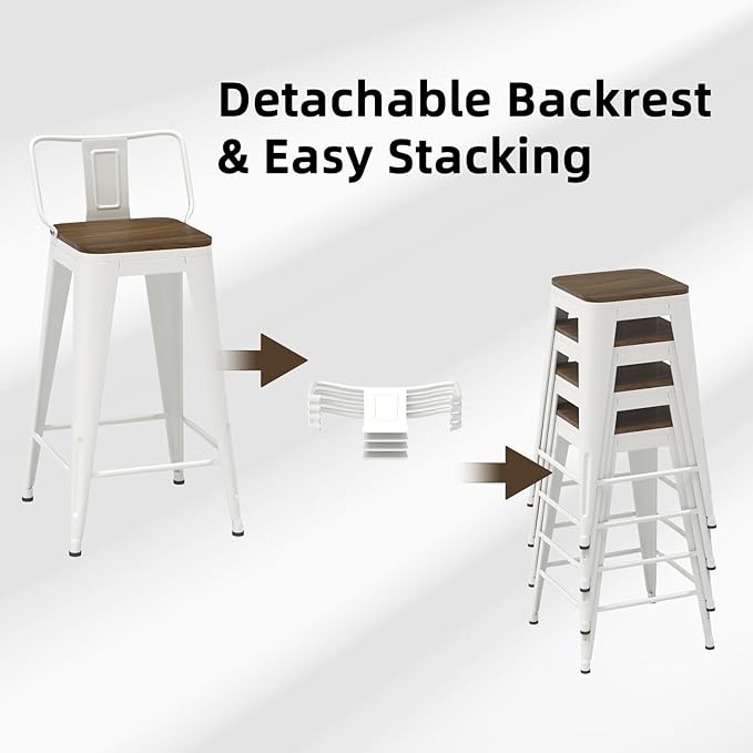 24 Inch Swivel Bar Stools Set of 4, Counter Height Bar Stools - Image 6