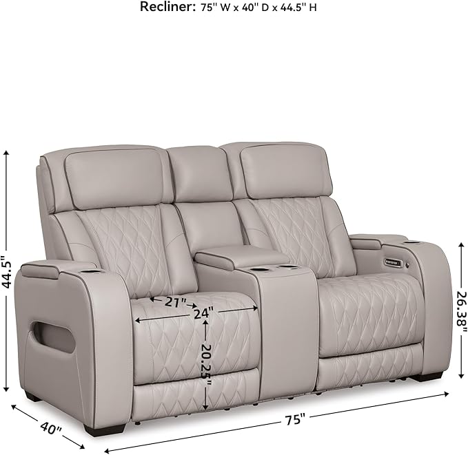 Signature Design by Ashley Boyington Contemporary Leather Match Power Reclining - Image 3