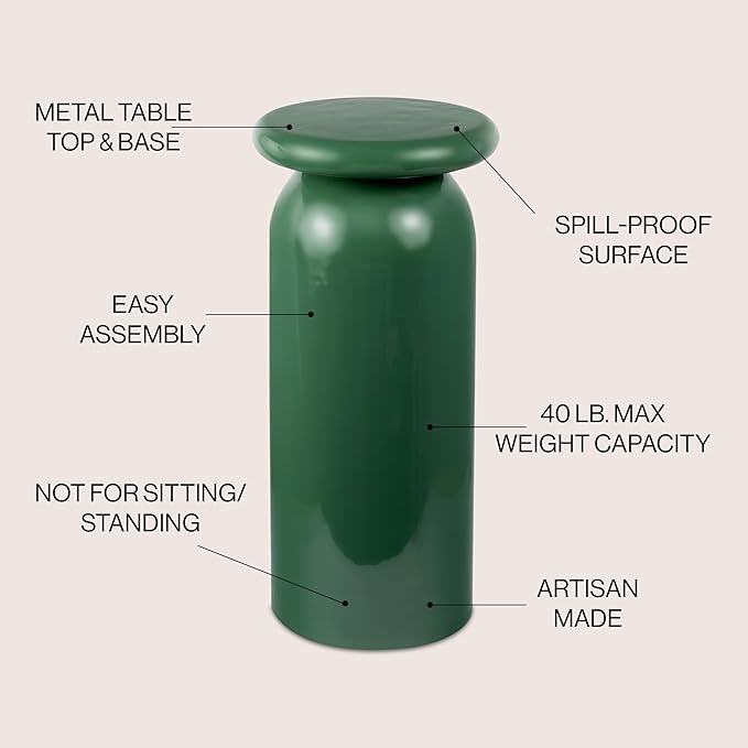 JONATHAN Y END1008A Miles 22.75" Mid-Century Modern Metal Sleek Cylinder Drink - Image 4