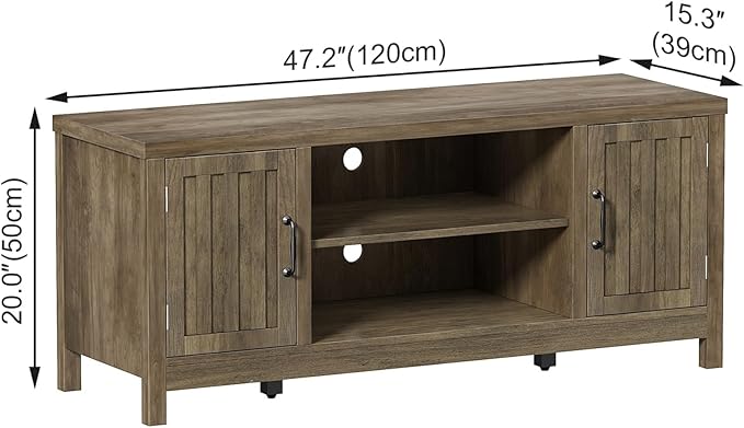 ChooChoo Farmhouse TV Stand, Wood Fluted Door Entertainment Center - Image 2