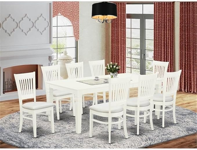 East West Furniture LGVA9-LWH-C 9 Piece Dining Set Includes a Rectangle Dining - Image 2