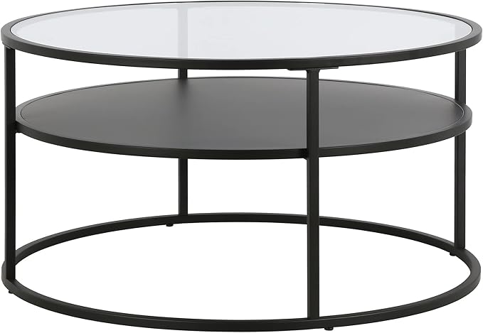 Ada 32" Wide Round Coffee Table in Blackened Bronze - Image 8