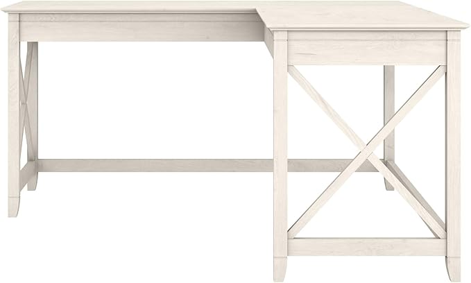 Bush Furniture Key West 60W Modern Farmhouse L Shaped Desk in Linen White Oak | - Image 8