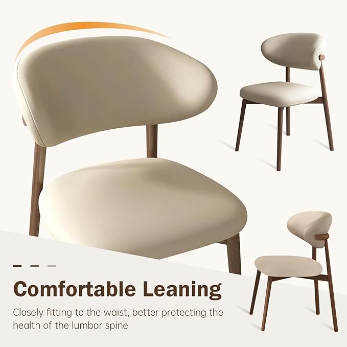 Upholstered Dining Chairs Set of 2, Mid Century Modern Kitchen Chairs - Image 4