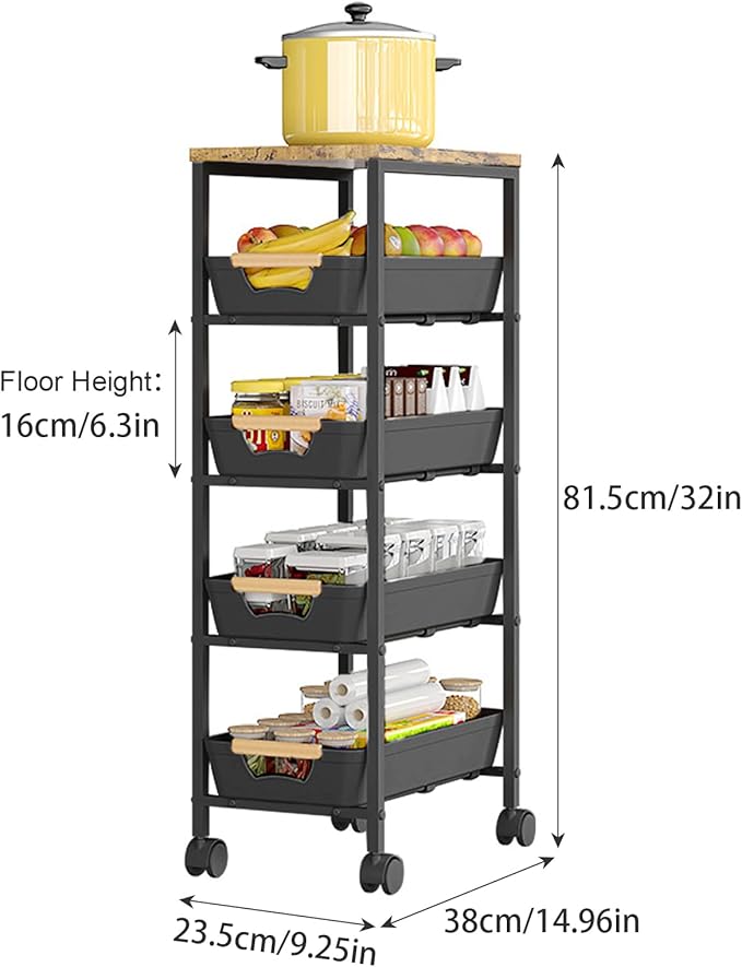 Aupekro 5-Tier Rolling Storage Cart - Image 2
