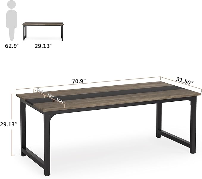 Tribesigns Modern Computer Desk, 70.8 x 31.5 inch Large Office Desk Computer - Image 3