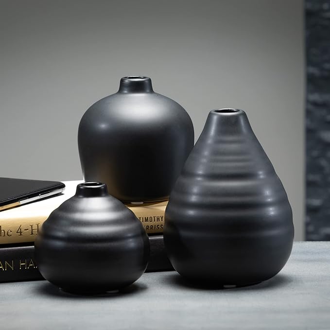 Sullivans Ceramic Vase Set- 3 Small Matte Black Vases, Modern Home Décor - Image 8