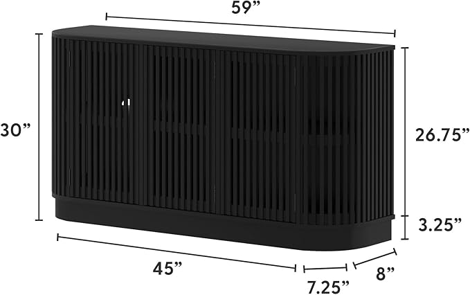 Plank+Beam Contour Wood TV Stand, Three Door Solid Wood Entertainment Console - Image 2