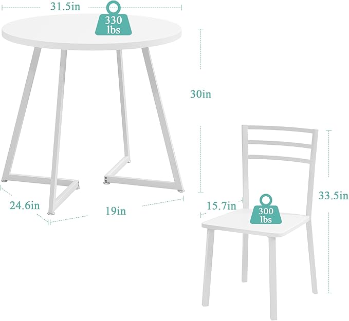 VECELO Small Round Dining Table Set - Image 8