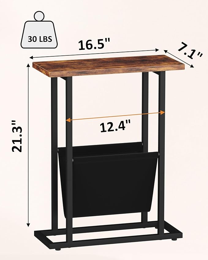 Narrow Side Table for Small Spaces, Small End Table Set of 2 - Image 3