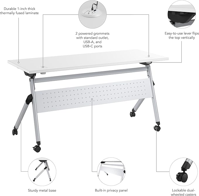 Bush Business Furniture Folding Training Table, 60 inch Desk - Image 7