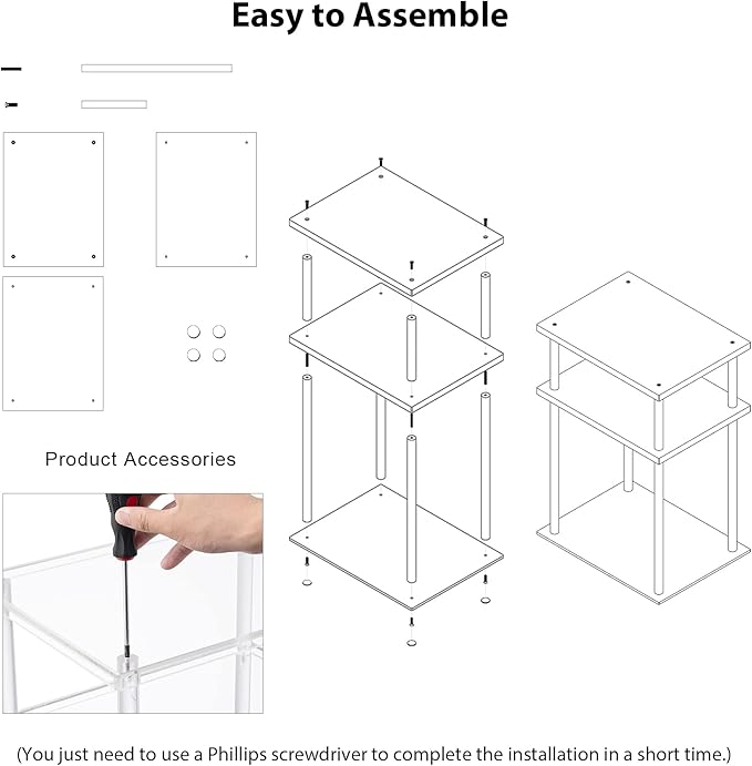 HMYHUM Clear Acrylic Side Table, 3-Tier End Table - Image 5
