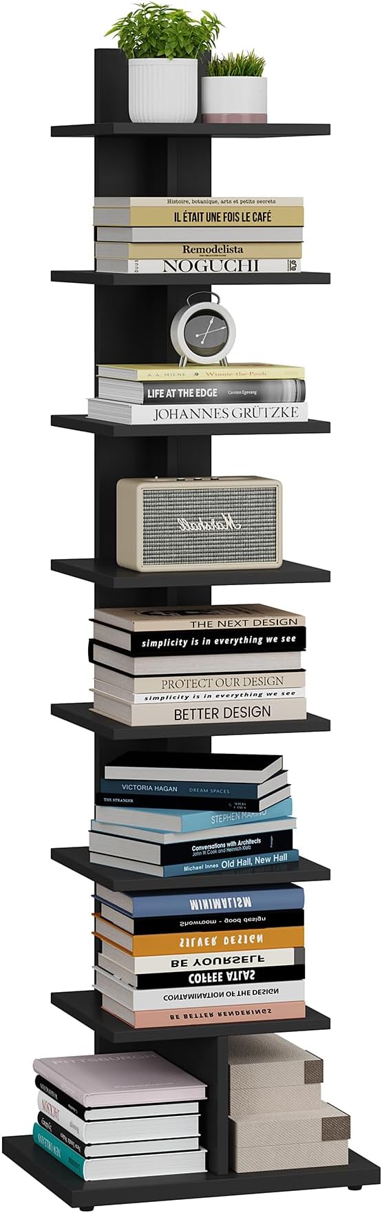 TUTOTAK Narrow Bookshelf, 8-Tier Bookcase, Spine Book Shelf - Image 9