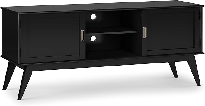 SIMPLIHOME Draper SOLID HARDWOOD 60 inch Wide Mid Century Modern TV Media Stand by SimpliHome