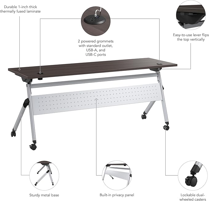 Bush Business Furniture Folding Training Table, 72 inch Desk - Image 7