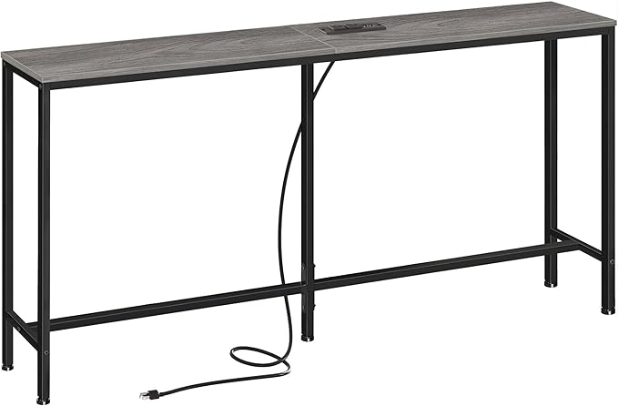 SUPERJARE Console Table with Outlet, 63 Inch Sofa Table with Charging Station by SUPERJARE