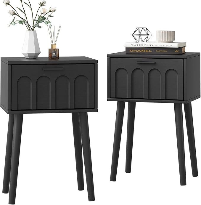LAATOOREE Nightstand Set of 2, Small Bed Side Table by LAATOOREE