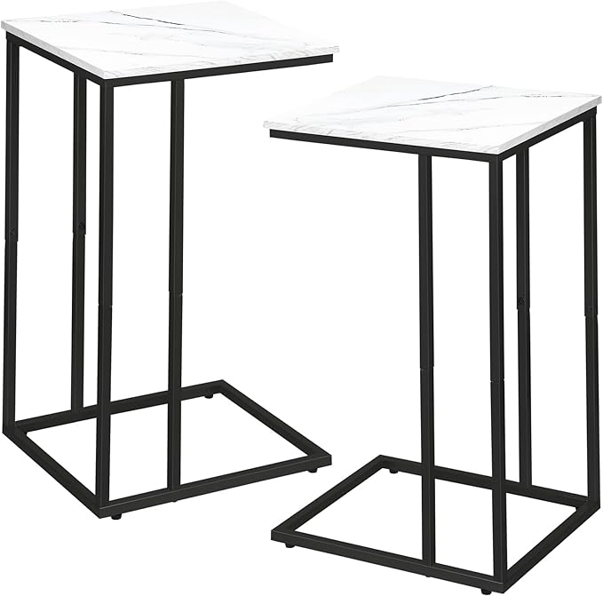 C Shaped Side Table Set of 2, Marble End Table - Image 10