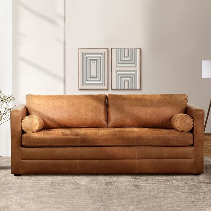 POLY & BARK Napa 82" Pull-Out Convertible Sleeper Sofa in Full-Grain - Image 2