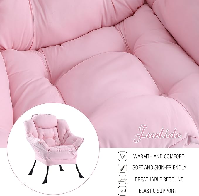 Lazy Chair with Ottoman, Modern Chair with Folding Footrest, Lounge Accent Chair - Image 6